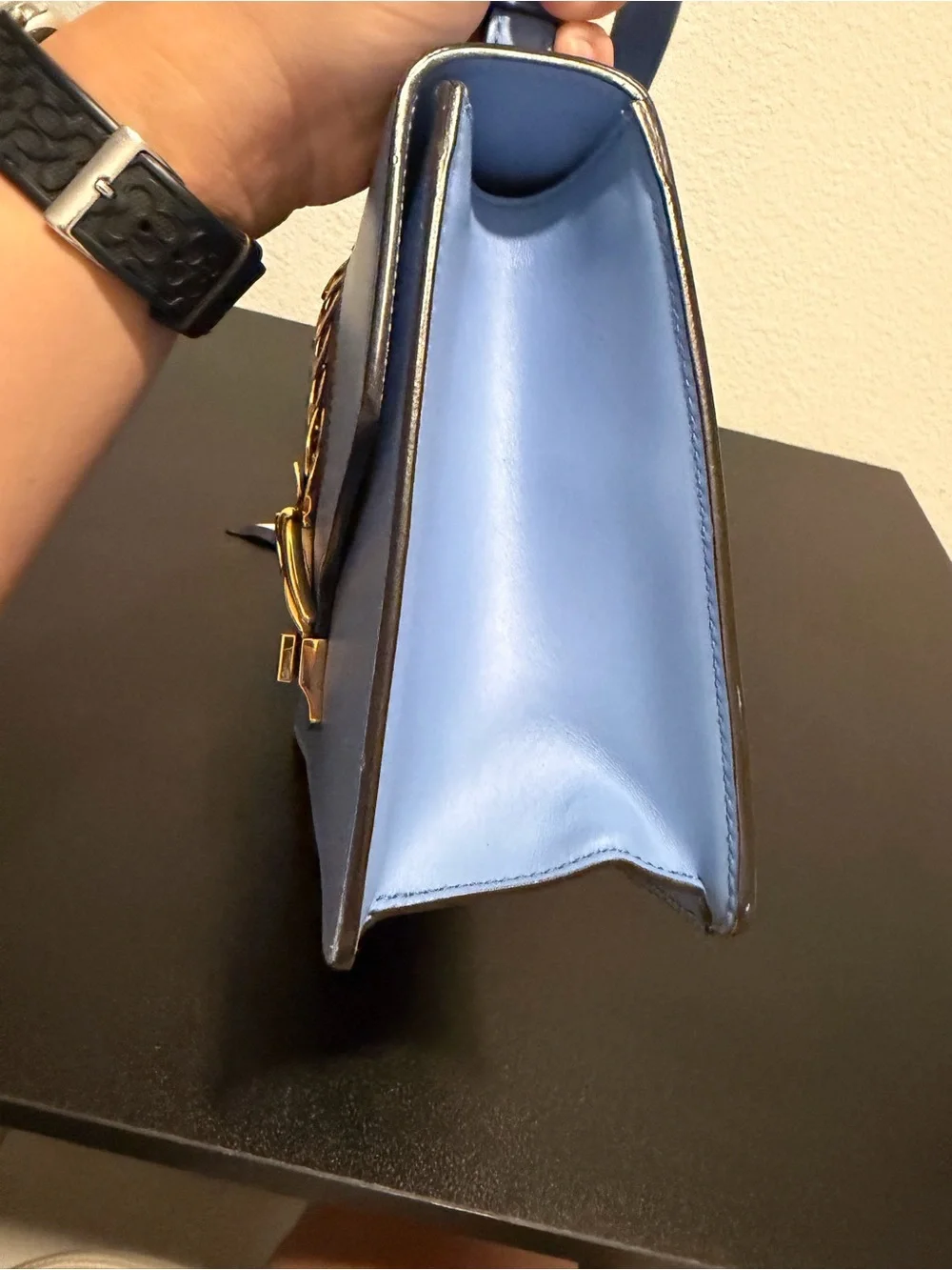 Gucci Sylvie Small Blue Leather Shoulder Bag Authentic + LegitApp COA